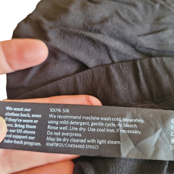 Eileen Fisher Straight Crop Silk High Rise Black Georgette Crepe Pants - Picture 4 of 5